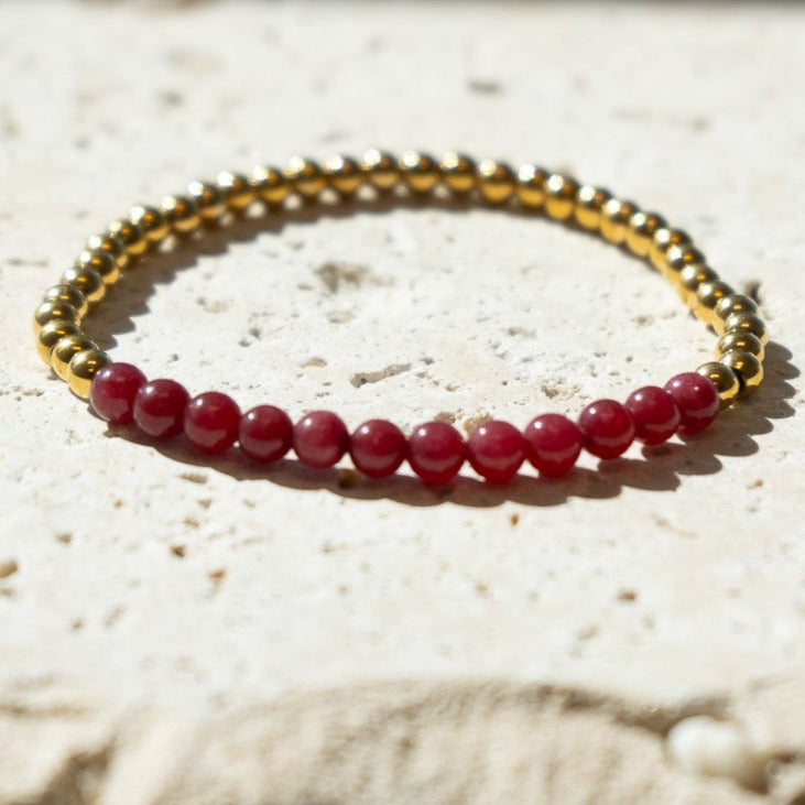 Ruby Red Jade Gemstone Bracelet - July Birthstone