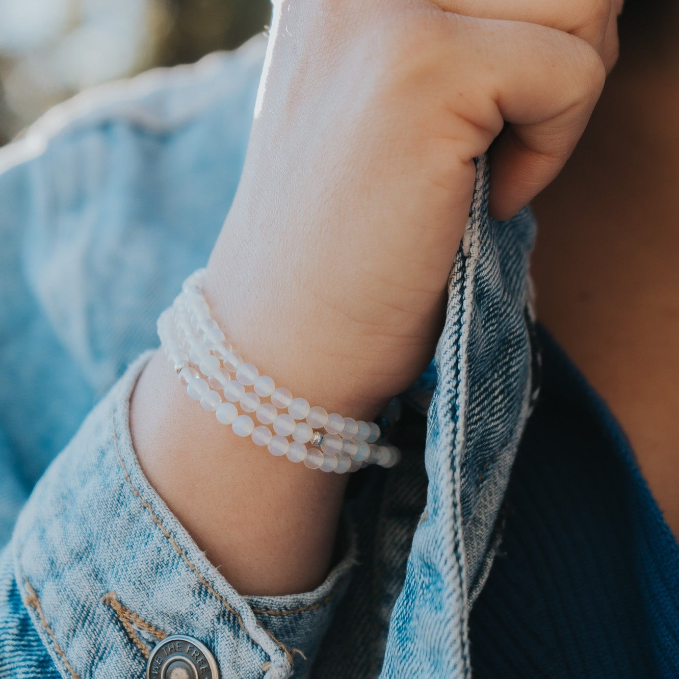 Pearlescent Jasper Gemstone Wrap Bracelet