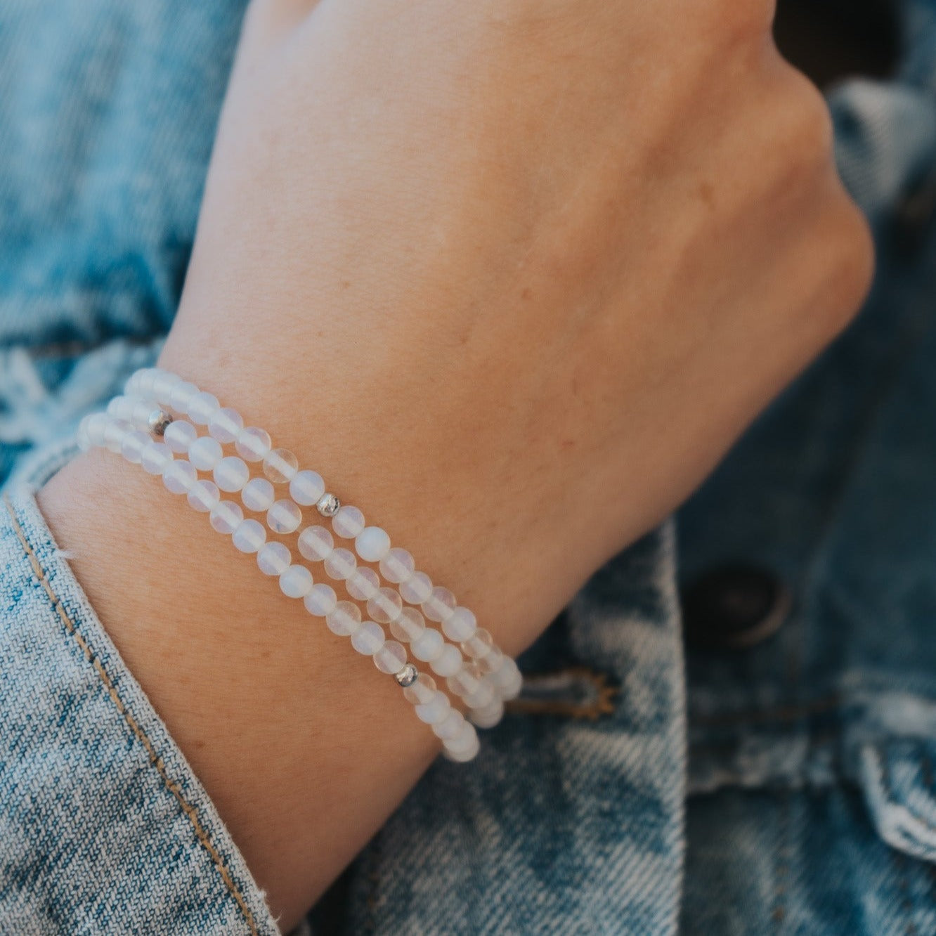 Pearlescent Jasper Gemstone Wrap Bracelet
