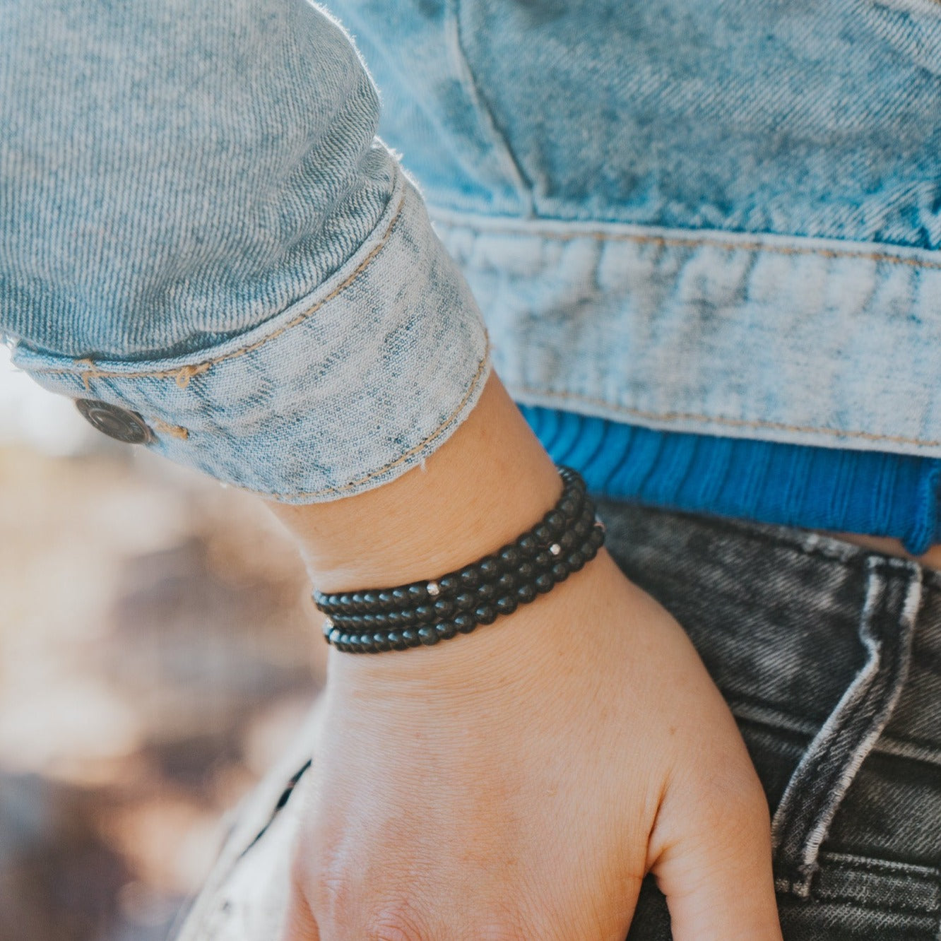Onyx Gemstone Wrap Bracelet