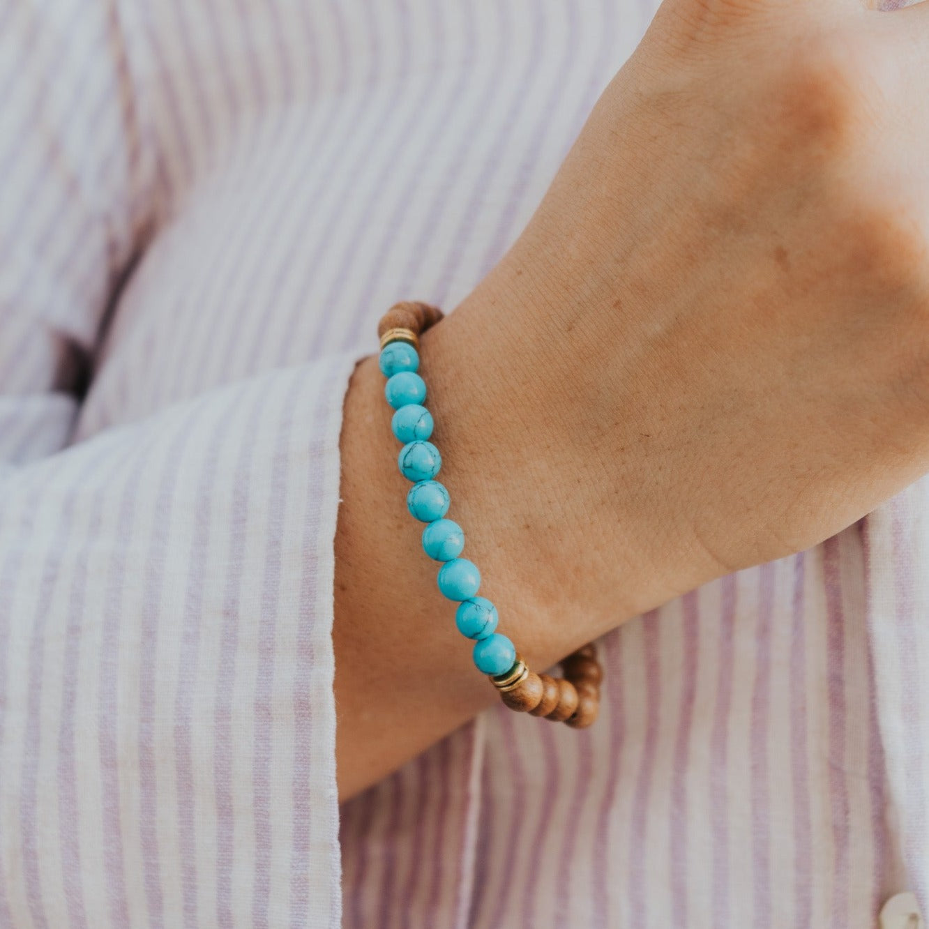 Turquoise & Bayong Wood Diffuser Bracelet