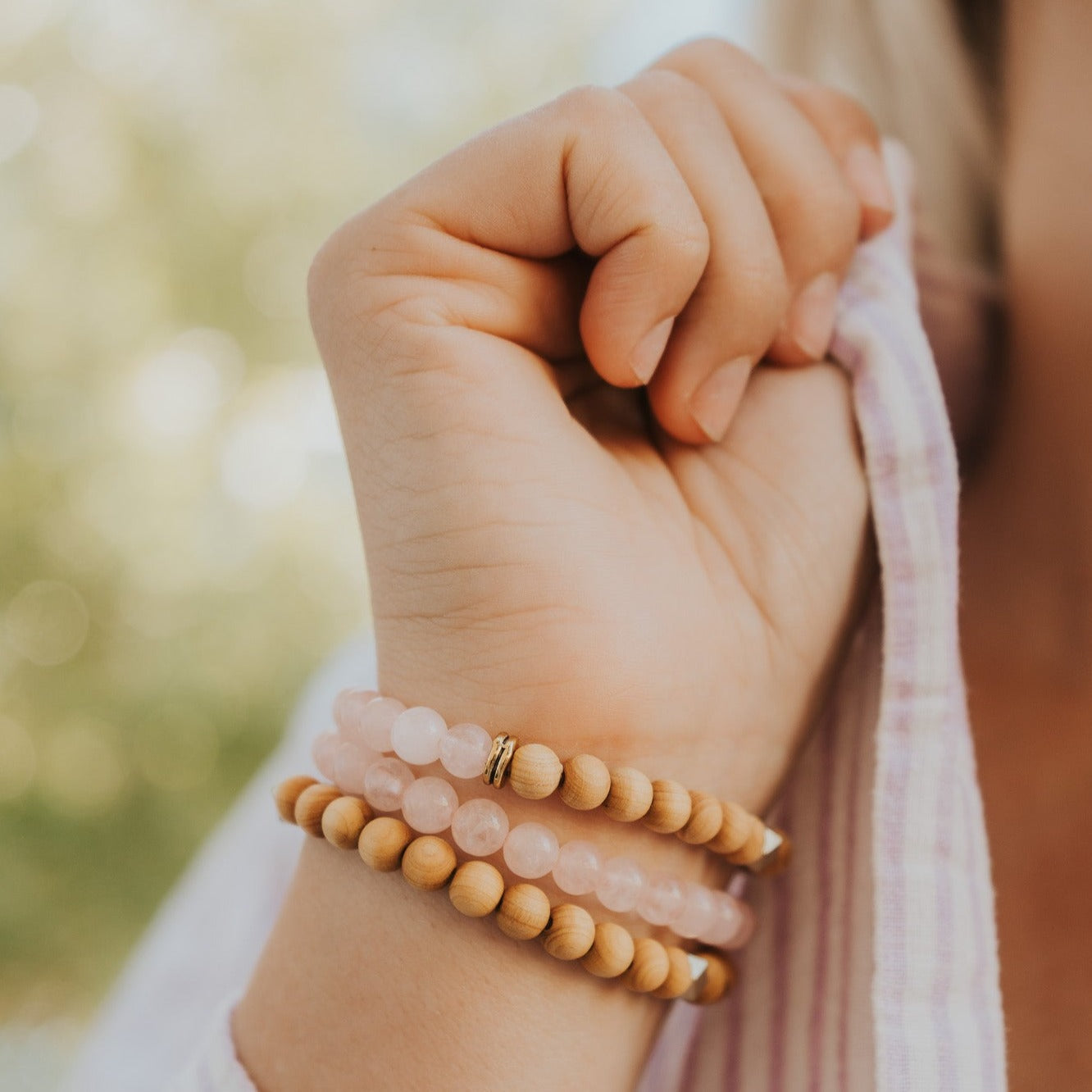 Sunstone & Rosewood Diffuser Stacking Bracelets