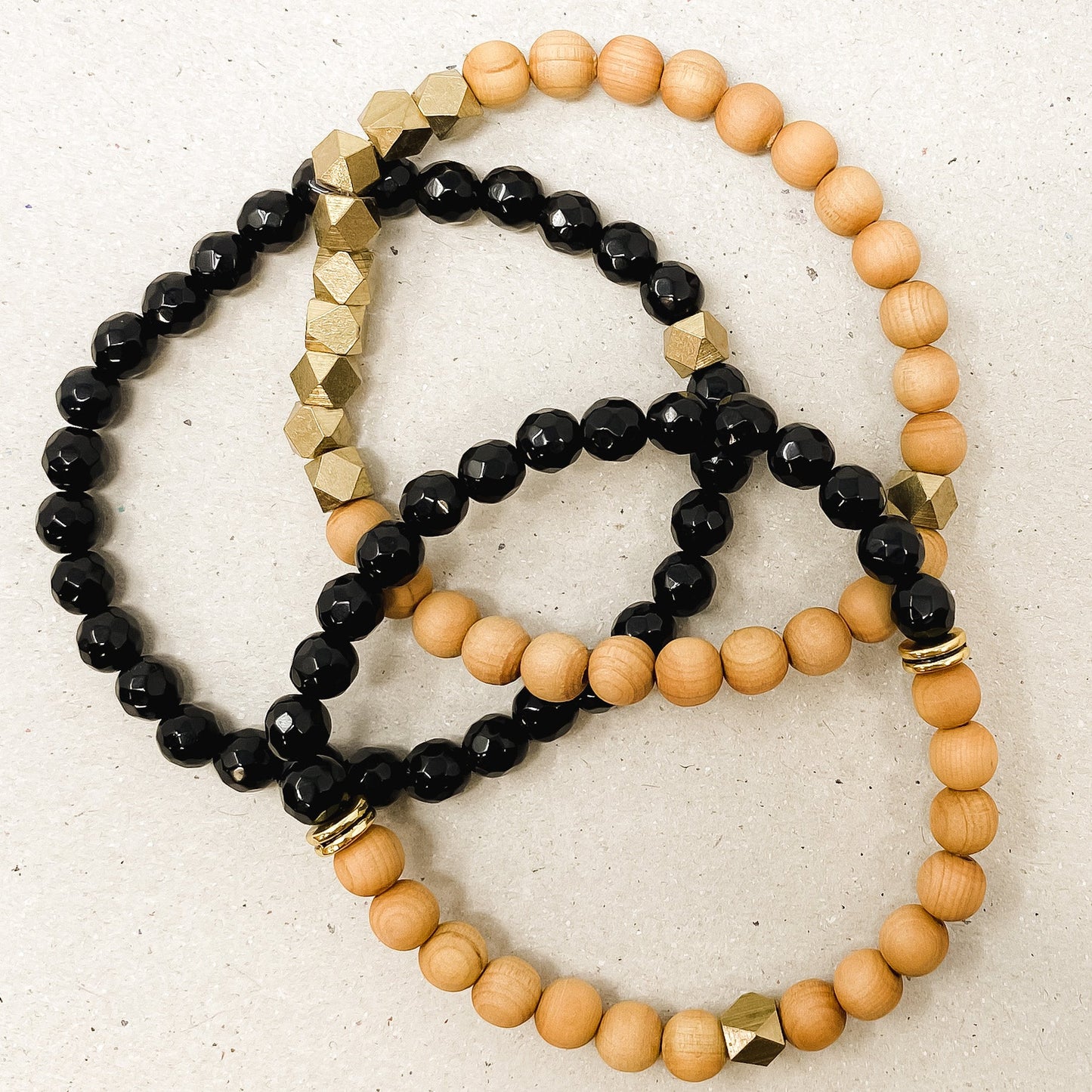 Black Onyx & Rosewood Diffuser Stacking Bracelets
