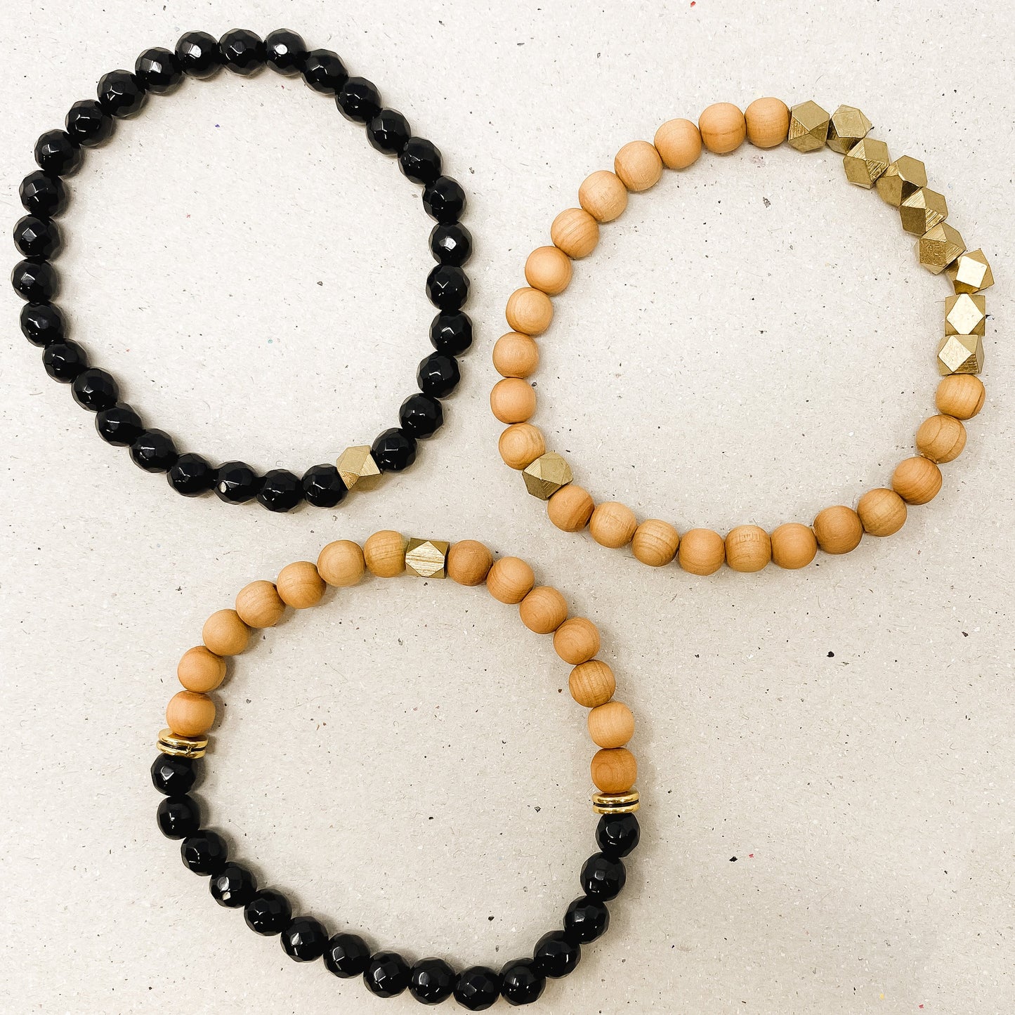 Black Onyx & Rosewood Diffuser Stacking Bracelets