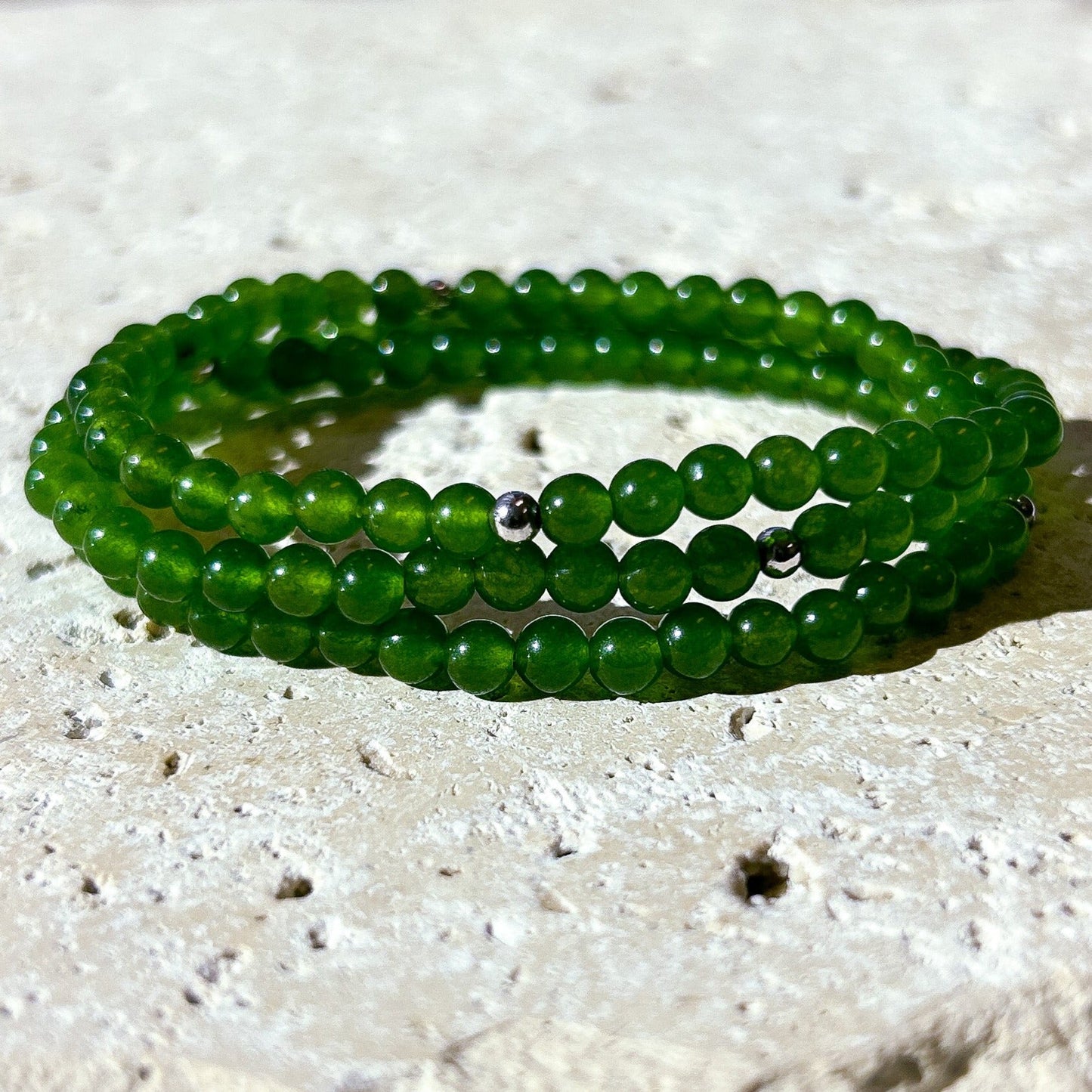 Green Jade Gemstone Wrap Bracelet