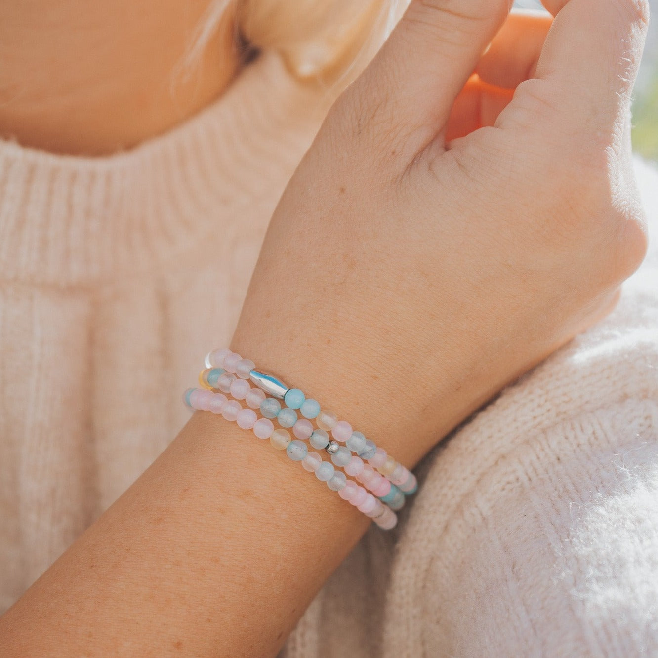 Rainbow Agate Gemstone Wrap Bracelet