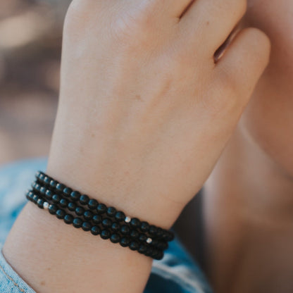 Onyx Gemstone Wrap Bracelet