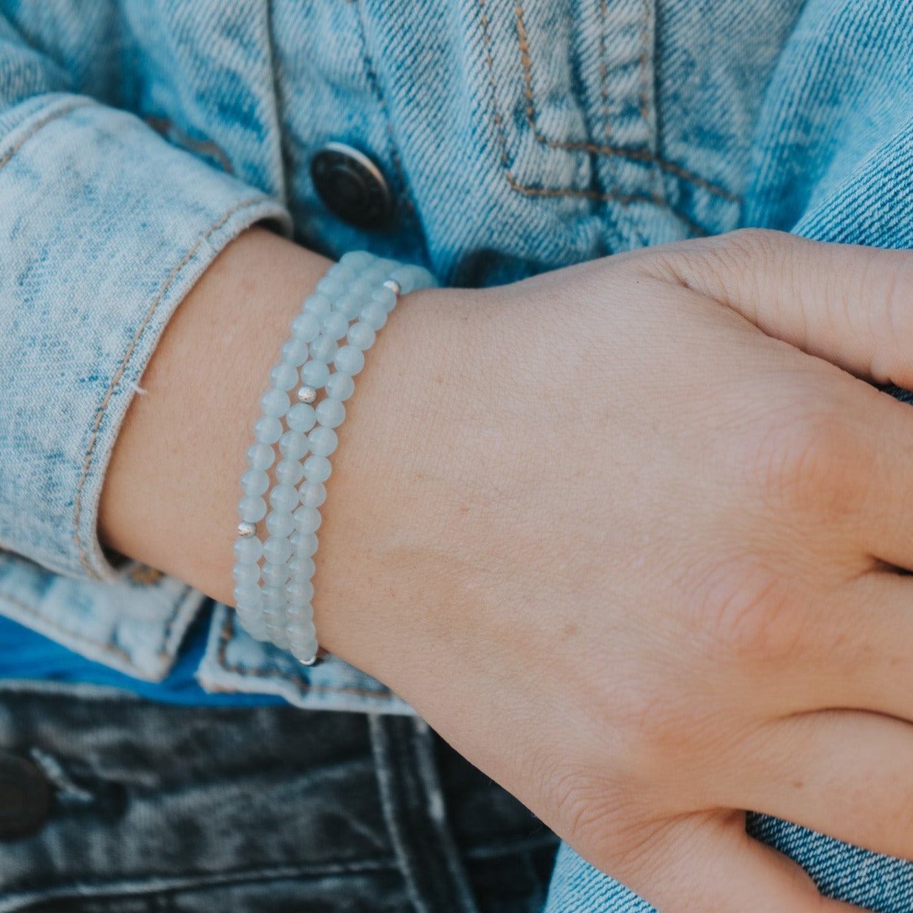 Sky Blue Jade Gemstone Wrap Bracelet