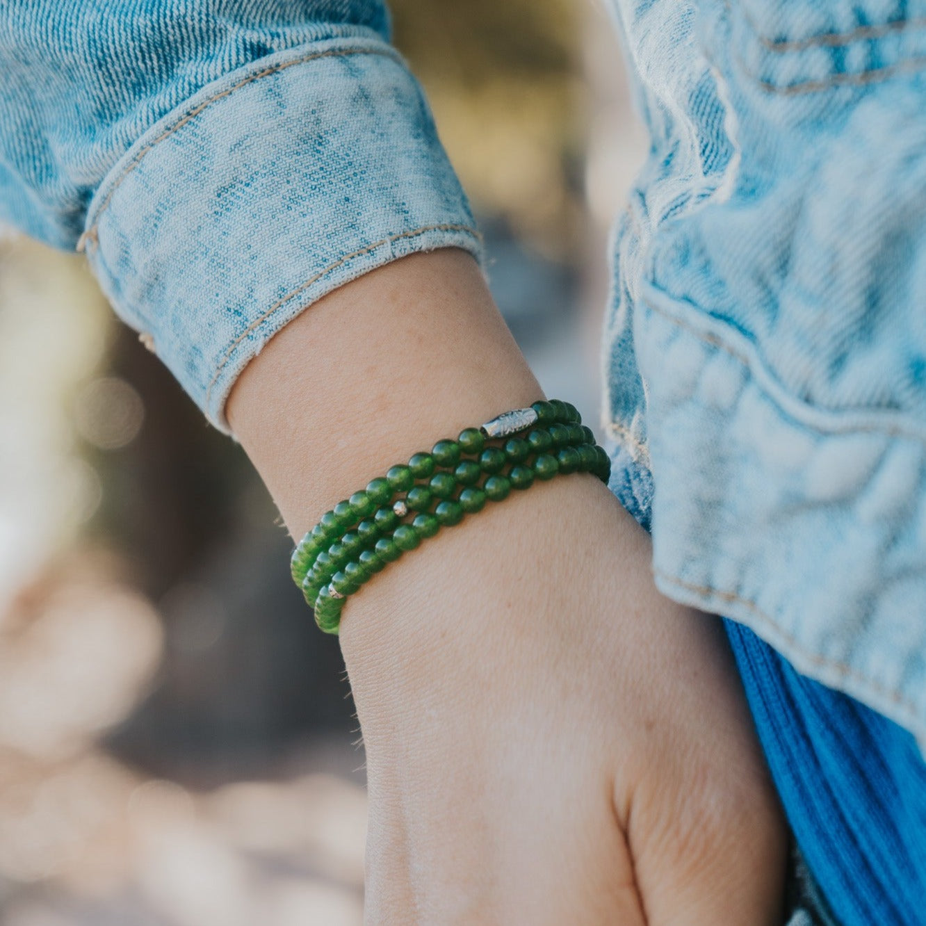 Green Jade Gemstone Wrap Bracelet