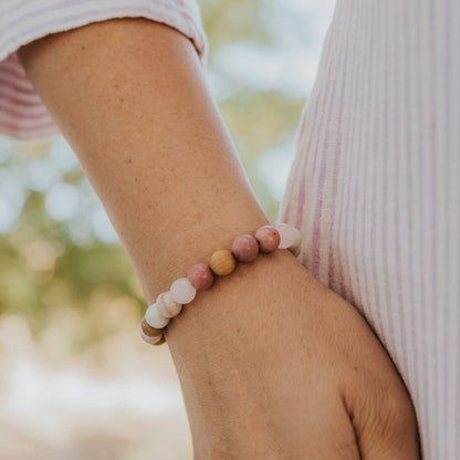 Rhodochrosite and Amazonite Rosewood Diffuser Bracelet