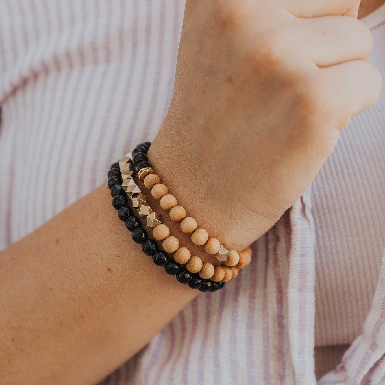 Amethyst & Rosewood Diffuser Stacking Bracelets