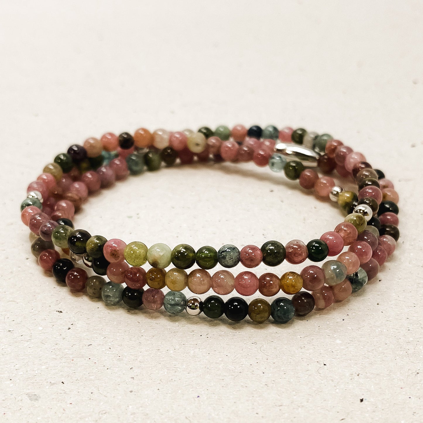 Rainbow Tourmaline Gemstone Wrap Bracelet