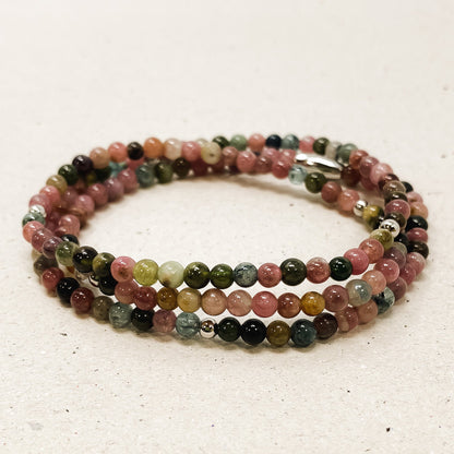 Rainbow Tourmaline Gemstone Wrap Bracelet
