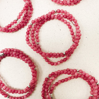 Pink Opal Gemstone Wrap Bracelet