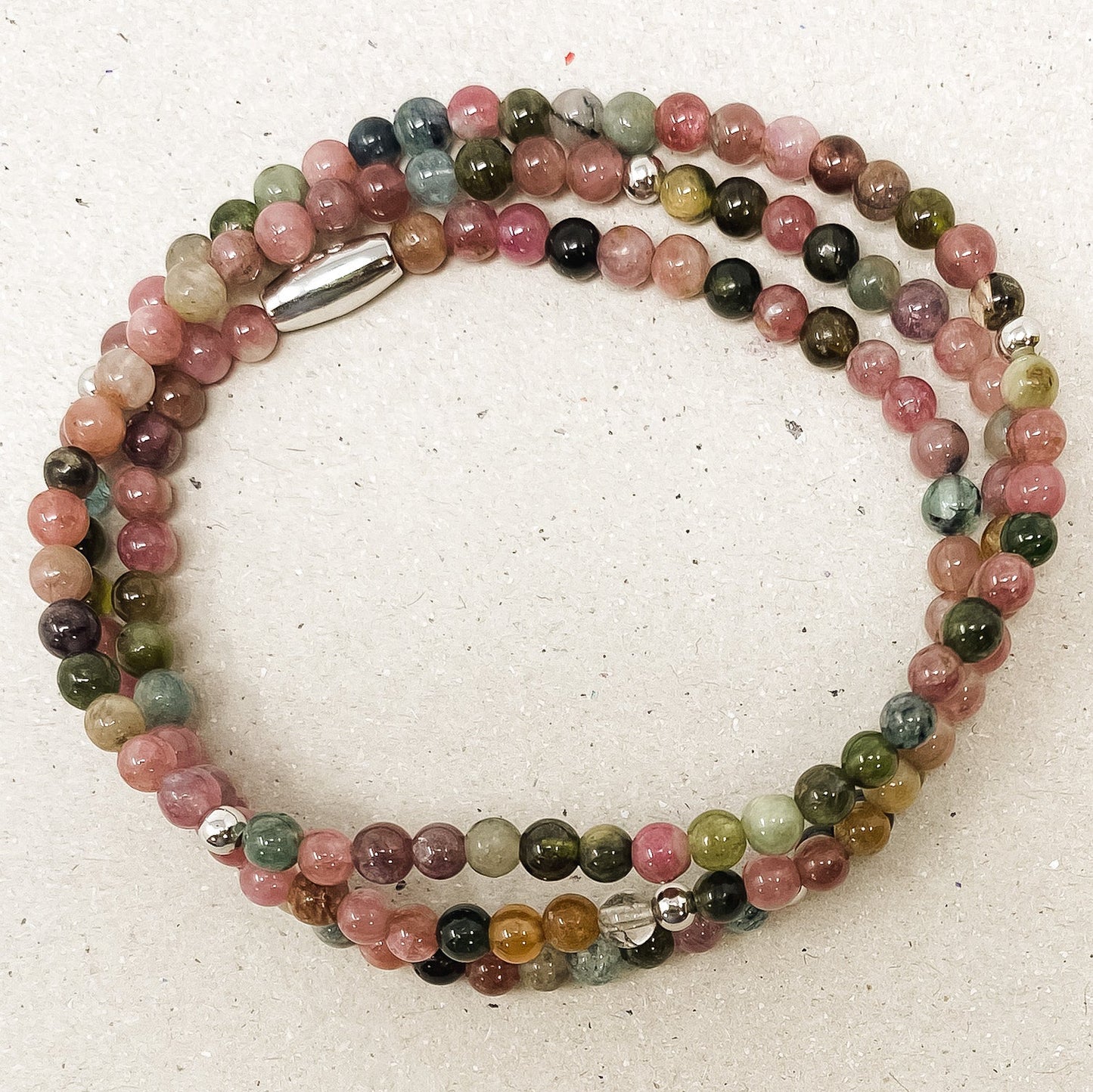 Rainbow Tourmaline Gemstone Wrap Bracelet