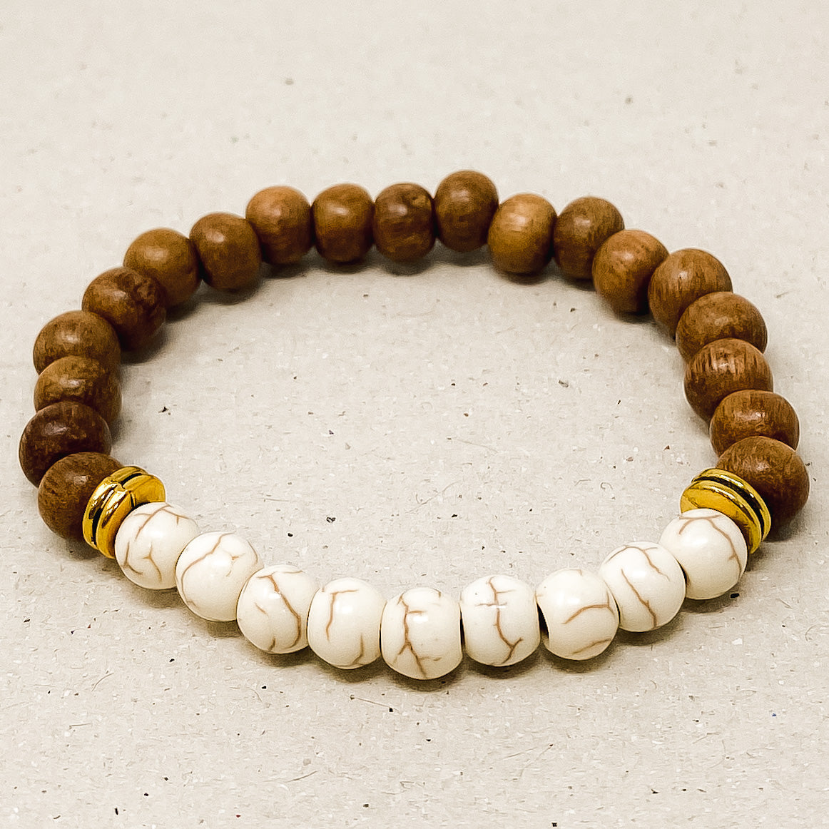 White Magnesite & Bayong Wood Diffuser Bracelet