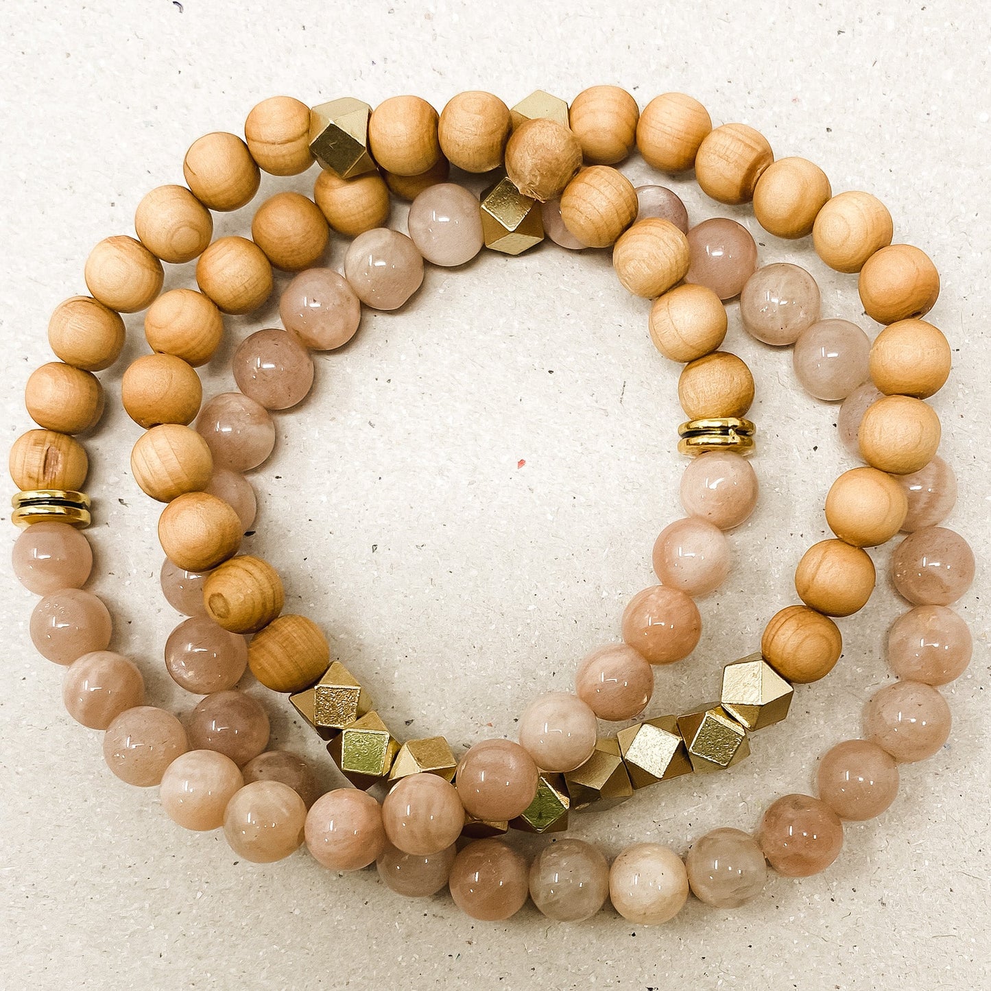 Sunstone & Rosewood Diffuser Stacking Bracelets