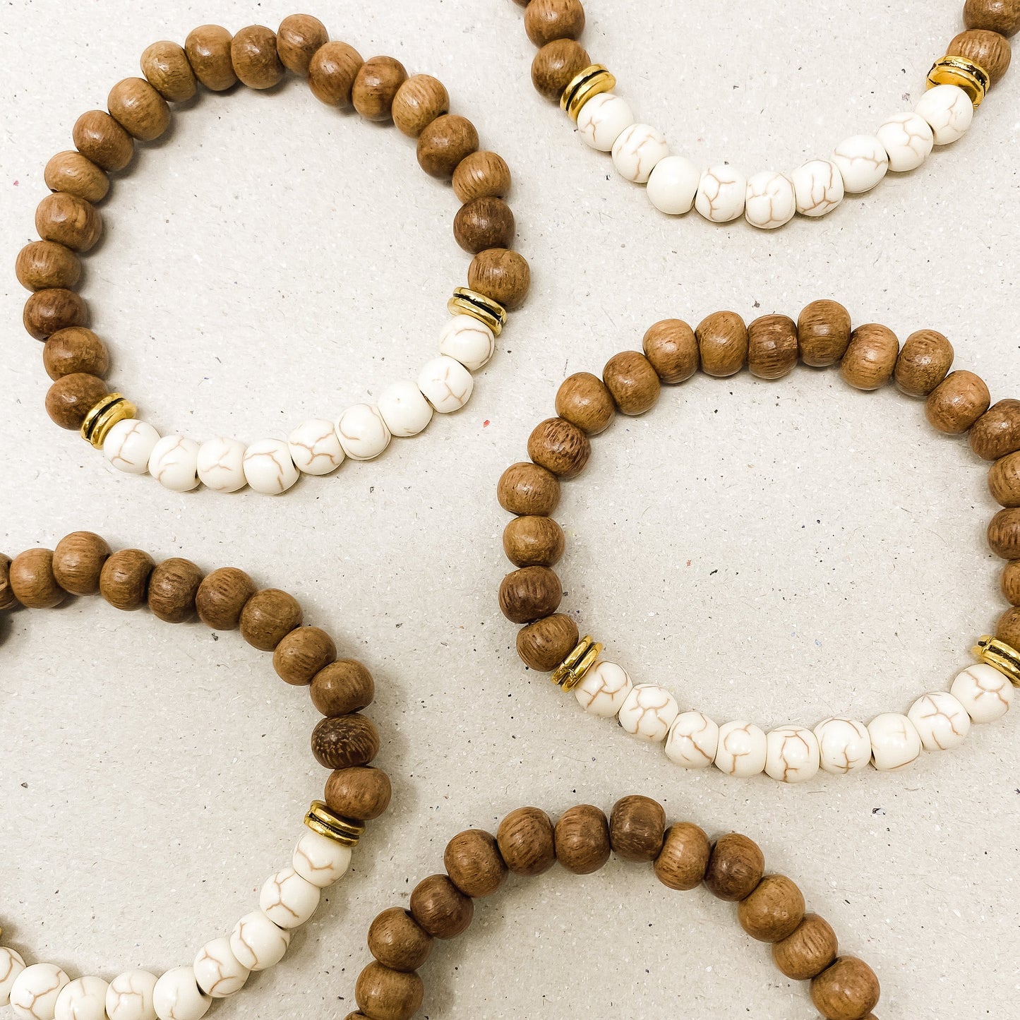 White Magnesite & Bayong Wood Diffuser Bracelet