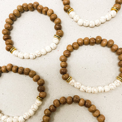 White Magnesite & Bayong Wood Diffuser Bracelet