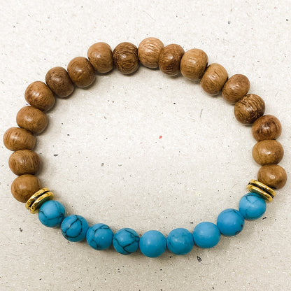 Turquoise & Bayong Wood Diffuser Bracelet