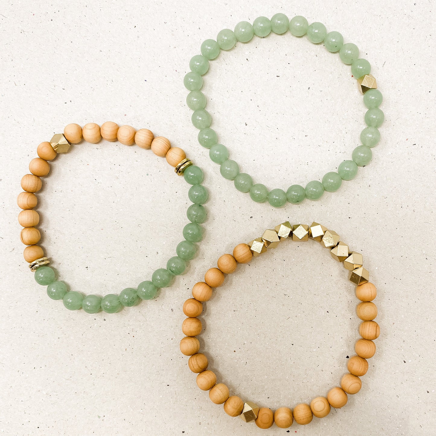 Green Jade & Rosewood Diffuser Stacking Bracelets