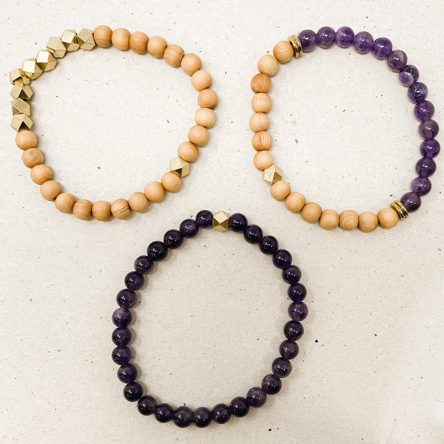 Amethyst & Rosewood Diffuser Stacking Bracelets