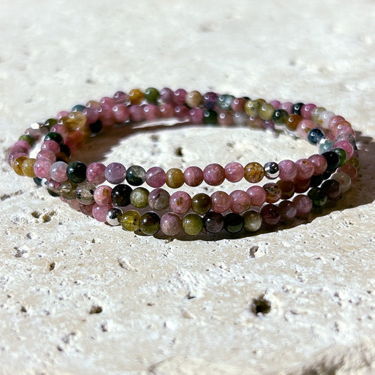 Rainbow Tourmaline Gemstone Wrap Bracelet
