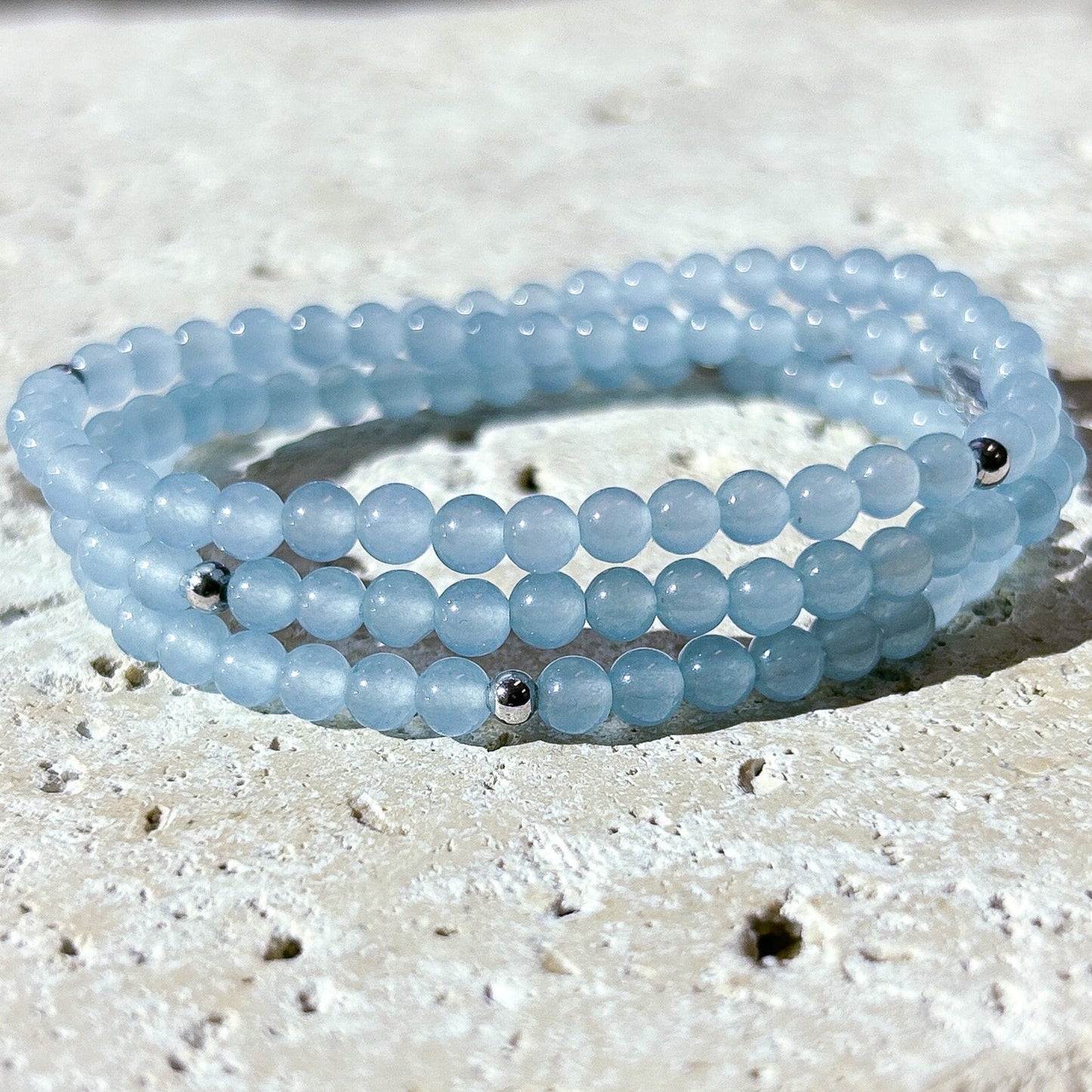 Sky Blue Jade Gemstone Wrap Bracelet