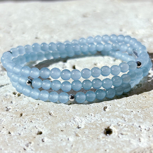 Sky Blue Jade Gemstone Wrap Bracelet